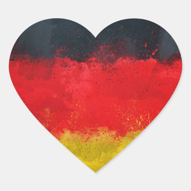 Deutschland Flag Herzklammern, glänzend, klein, Herz-Aufkleber (Vorderseite)