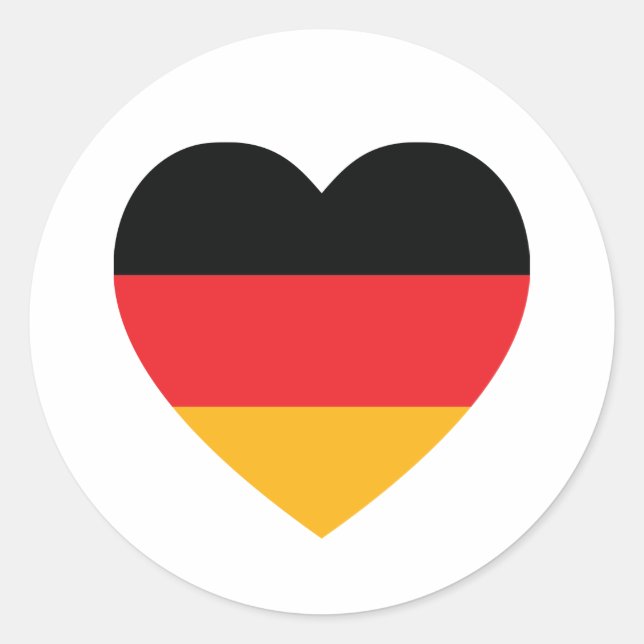 Deutschland Flag Herzsticker Runder Aufkleber (Vorderseite)