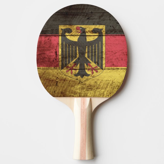 Deutschland-Flagge auf altem hölzernem Korn Tischtennis Schläger (Vorderseite)