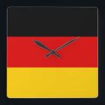 Deutschland-Flagge - Deutschland Quadratische Wanduhr<br><div class="desc">Die Flagge Deutschlands oder Deutschlands ist eine Trikolore, die aus drei gleichen horizontalen Bändern besteht, die die Landesfarben Schwarz, Rot und Gold in Deutschland darstellen. #germany #german #deutschland #berlin #patriotic #flag</div>