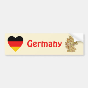 Deutschland-Flagge Herz + Karte Aufkleber Autoaufkleber