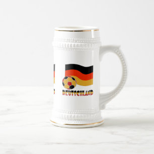 Deutschland-Flagge mit Fußball grauem Rand Bierglas