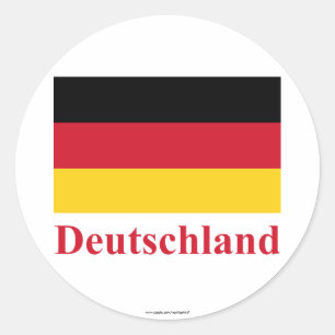Deutschland-Flagge mit Namen auf Deutsch Runder Aufkleber