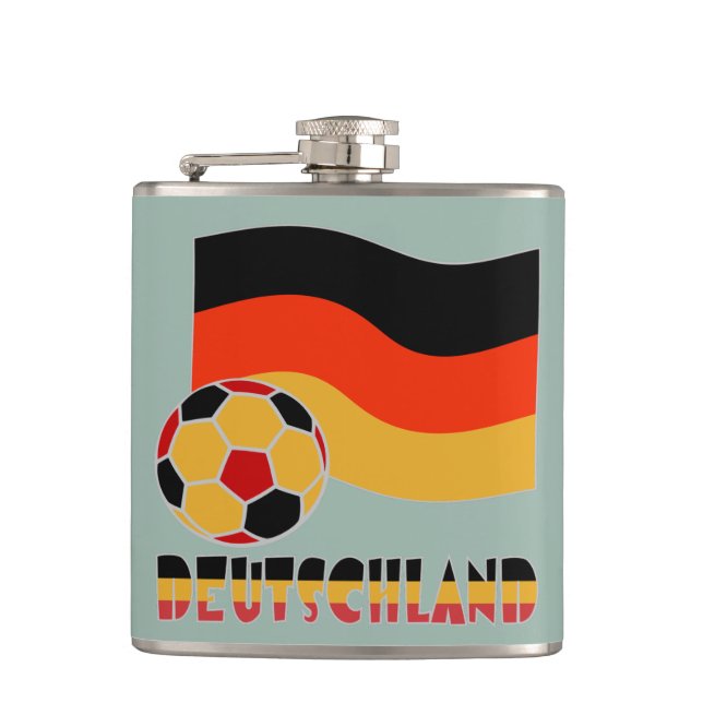 Deutschland Flagge und Fußball-Ball graue Grenze Flachmann (Vorderseite)