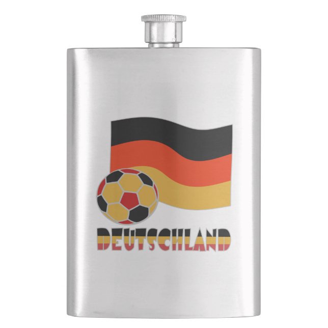Deutschland Flagge und Fußball-Ball graue Grenze Flachmann (Vorderseite)