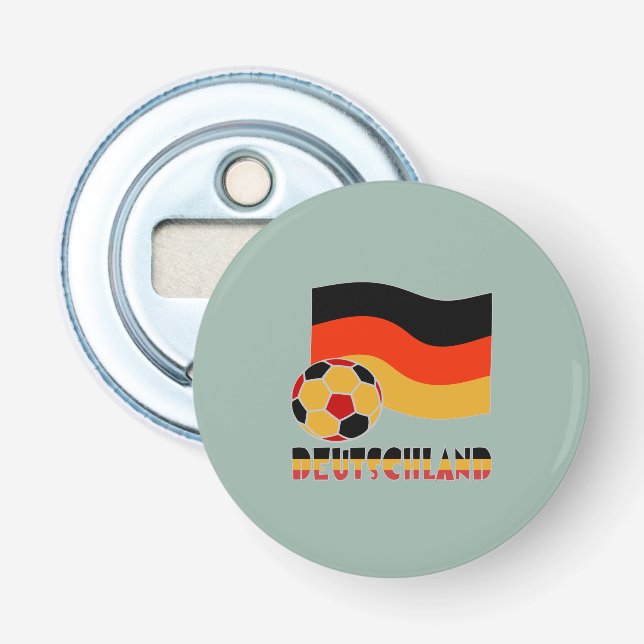 Deutschland Flagge und Fußball-Ball graue Grenze Flaschenöffner (Vorderseite)