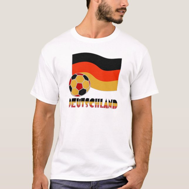 Deutschland Flagge und Fußball-Ball graue Grenze T-Shirt (Vorderseite)