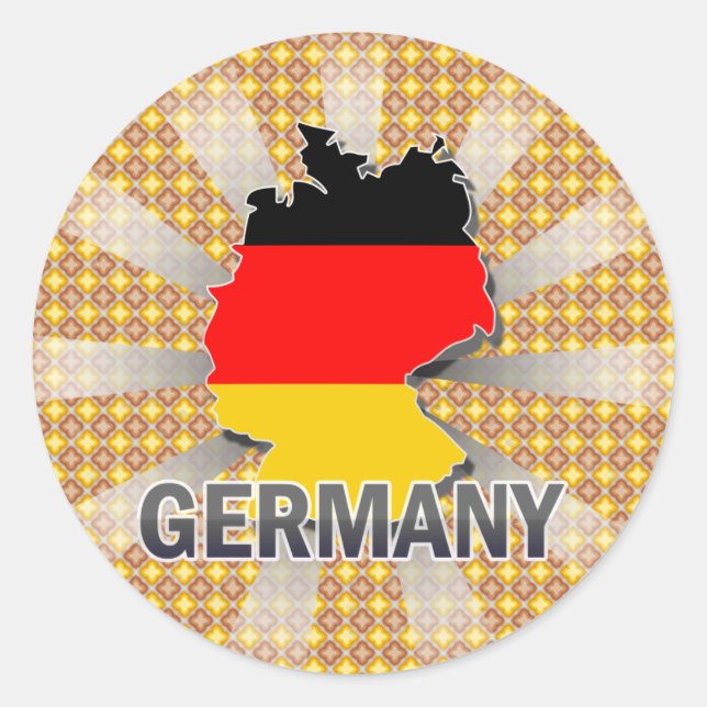 Deutschland-Flaggen-Karte 2,0 Runder Aufkleber (Vorderseite)