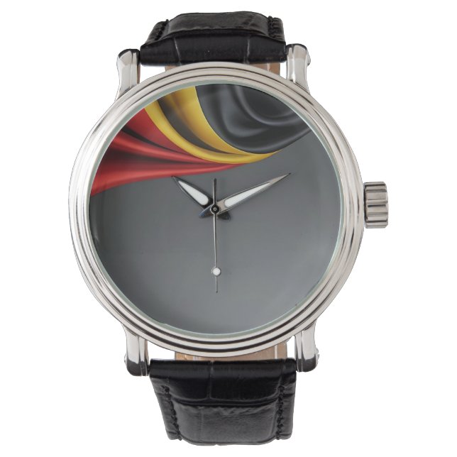 Deutschland Flaggenseidenstruktur Armbanduhr (Vorderseite)