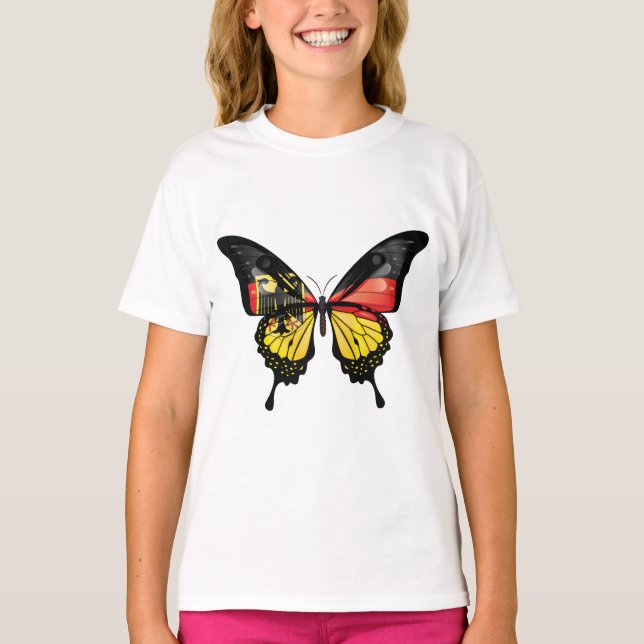 Deutschland Frack-Schmetterlingsflaggenaufkleber T-Shirt (Vorderseite)
