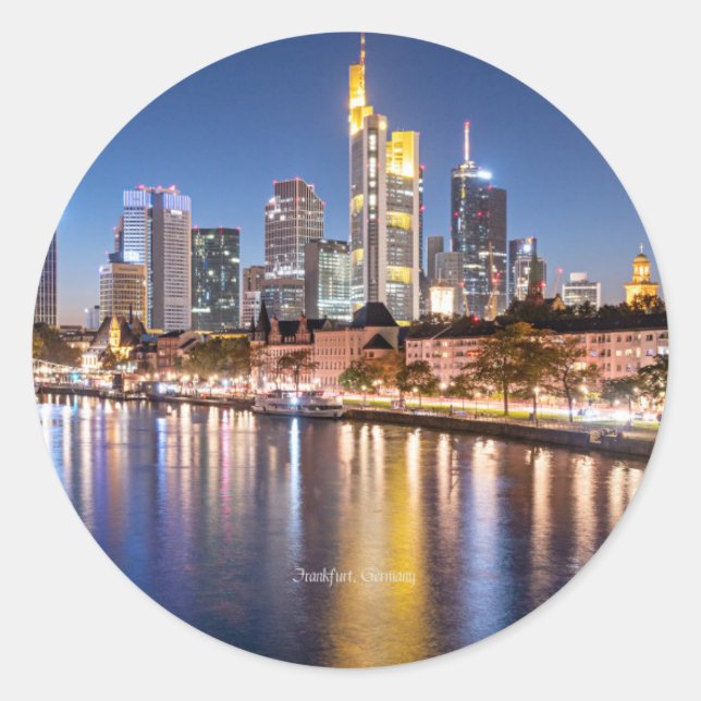 Deutschland, Frankfurt, Skyline, Runder Aufkleber (Vorderseite)
