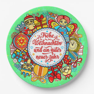Deutschland Frohe Weihnachten & Glück Neues Jahr Pappteller