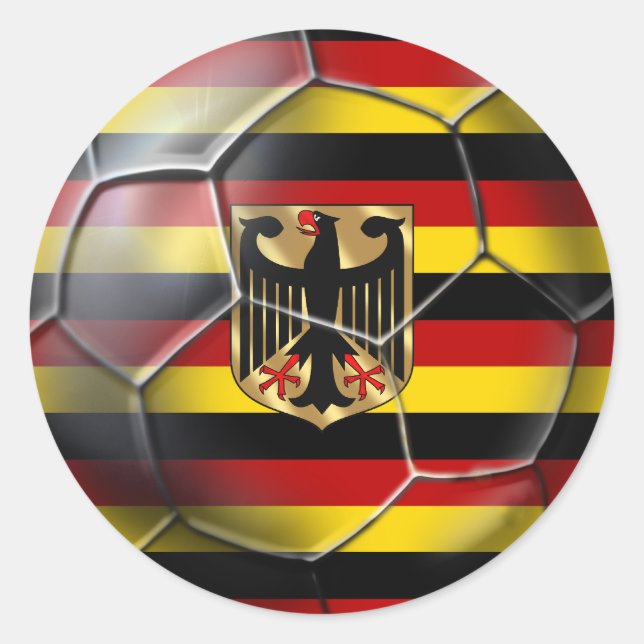Deutschland Fußball-Fahne gestreift Fußball-Gesche Runder Aufkleber (Vorderseite)