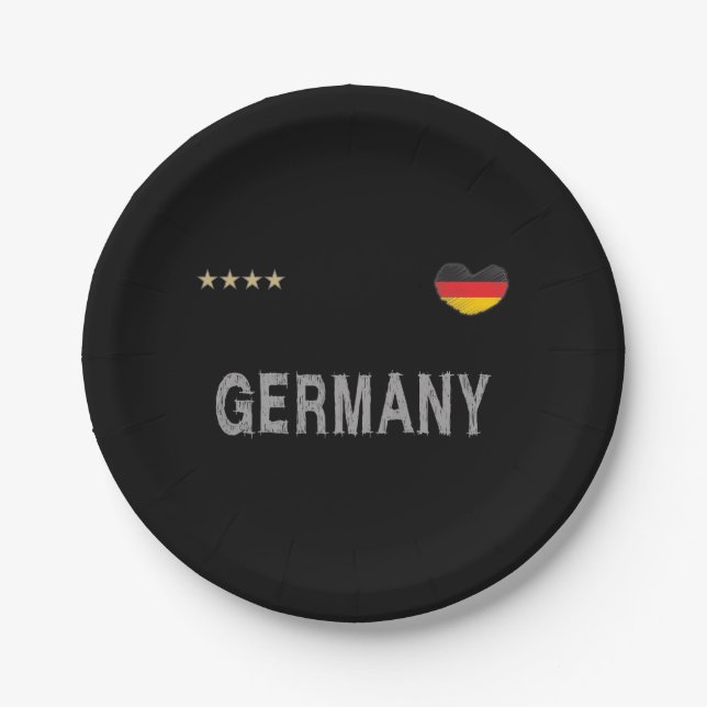 Deutschland Fußball Shirt Herz Pappteller (Vorderseite)