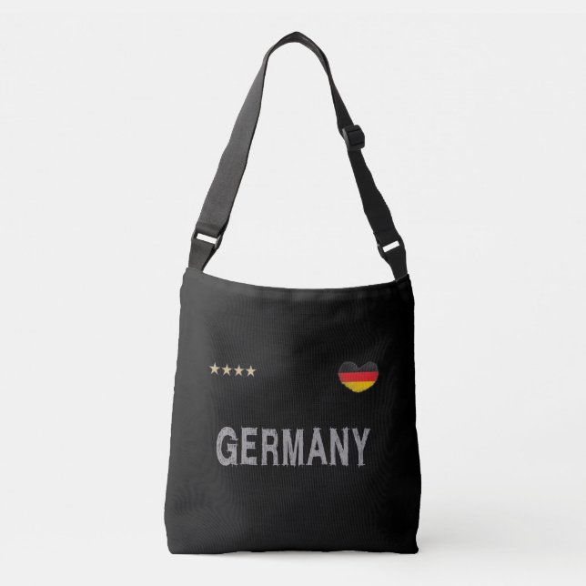 Deutschland Fußball Shirt Herz Tragetaschen Mit Langen Trägern (Vorderseite)