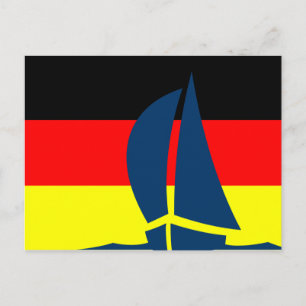 Deutschland German Flag Sailing Boat Nautic Postkarte
