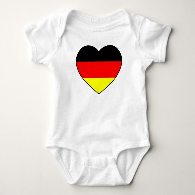 "Deutschland-Herz" Babybody Bio Fussball WM Baby Strampler (Vorderseite)