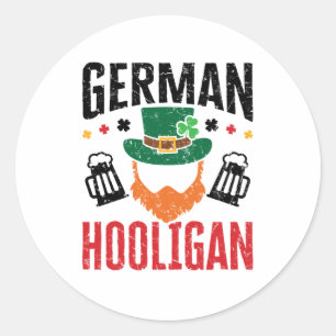 Deutschland Hooligan Deutschland St Patricks Day Runder Aufkleber