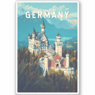 Deutschland Illustration Travel Art Vintag Aufkleber