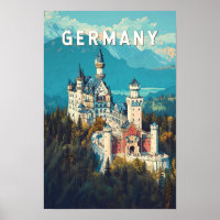 Deutschland Illustration Travel Art Vintag
