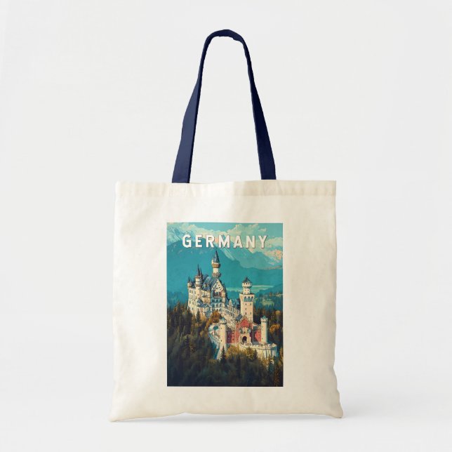 Deutschland Illustration Travel Art Vintag Tragetasche (Vorne)