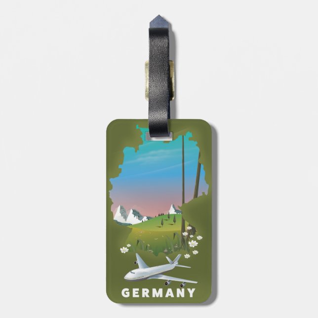 Deutschland Illustriertes Reiseplakat Gepäckanhänger (Rückseite vertikal)