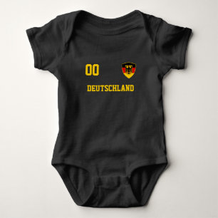 Deutschland Individuelle Name & Number Jersey Foot Baby Strampler