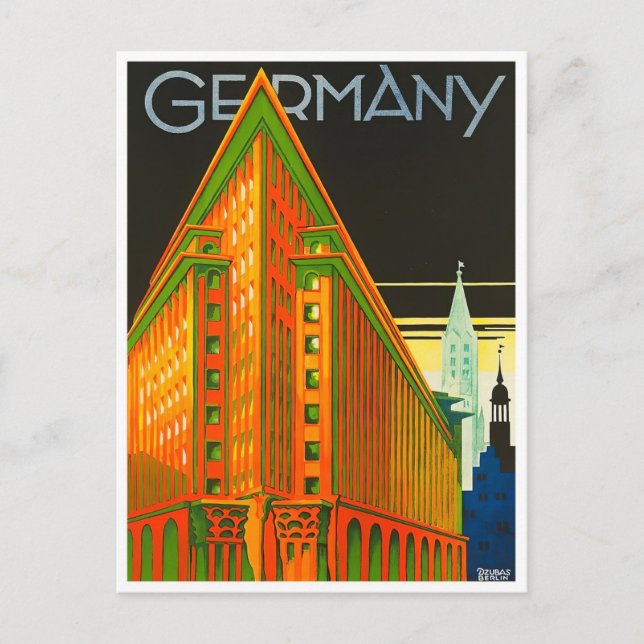 Deutschland Jahrgang Reise Postkarte (Vorderseite)