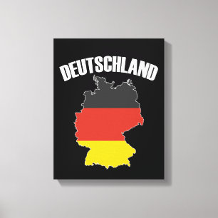 Deutschland Karte - Deutsche Flagge - Deutschland Leinwanddruck