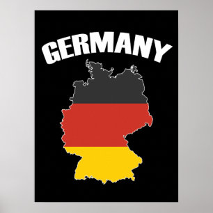 Deutschland Karte - Deutsche Flagge - Deutschland  Poster