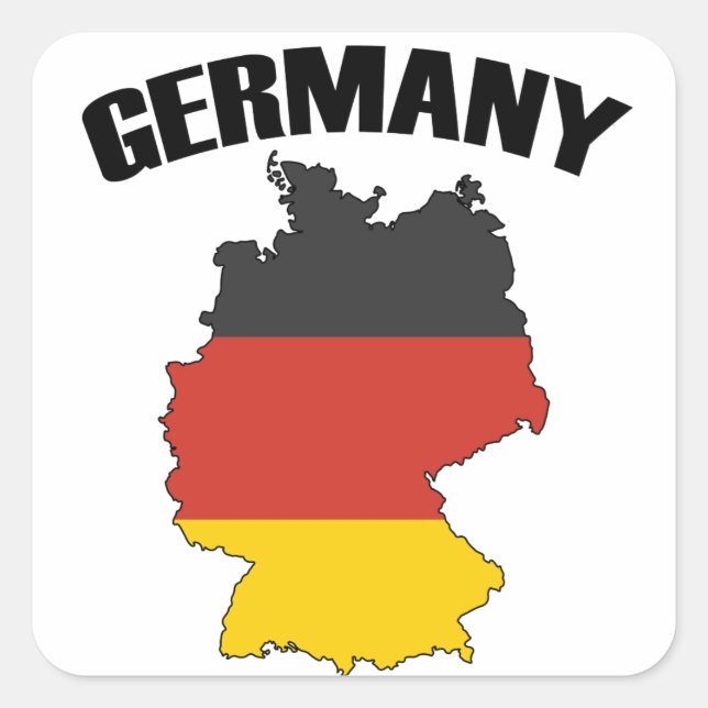 Deutschland Karte - Deutsche Flagge - Deutschland  Quadratischer Aufkleber (Vorderseite)