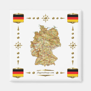 Deutschland Karte + Flaggen Magnet