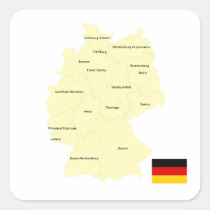 Deutschland Karte mit Staaten und Hauptstädte Quadratischer Aufkleber