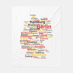Deutschland Karte Silhouette Städte Flaggen Berlin Fleecedecke