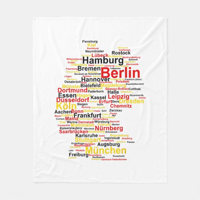 Deutschland Karte Silhouette Städte Flaggen Berlin Fleecedecke (Vorderseite)