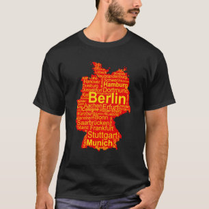 Deutschland Karte Stadt Bezeichnungen Word Cloud D T-Shirt