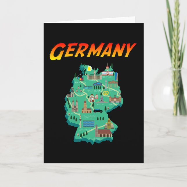 Deutschland - Karte - Vintager Zeichenstil (Vorderseite)
