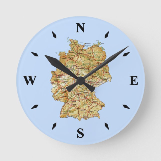 Deutschland Kartenuhr Runde Wanduhr (Vorderseite)