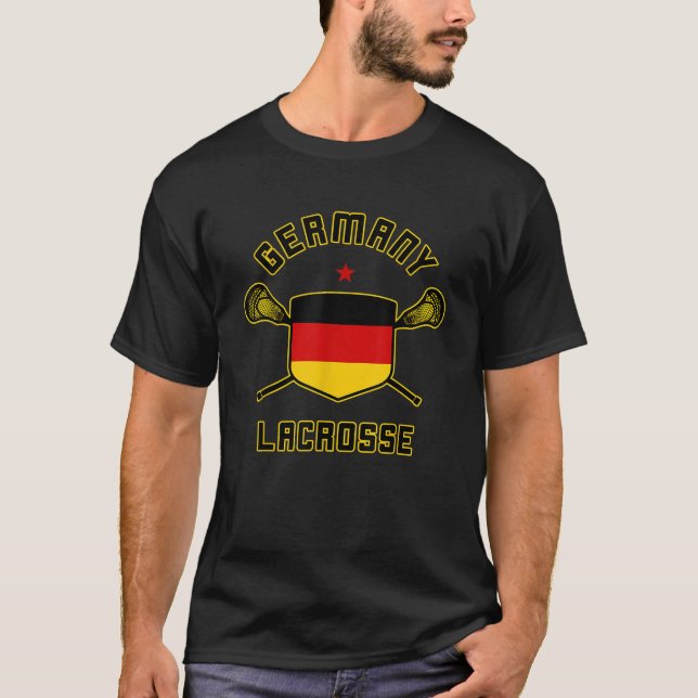 Deutschland Lacrosse T Shirt Deutsches Flaggenlax- (Vorderseite)