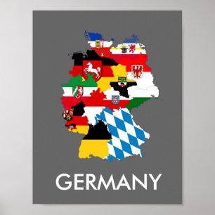 Deutschland-Landregionsflaggenkarte provnice Poster