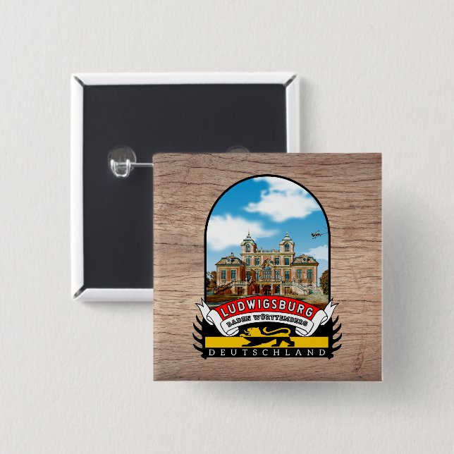 Deutschland Ludwigsburg Vintage souvenir Button (Vorne & Hinten)