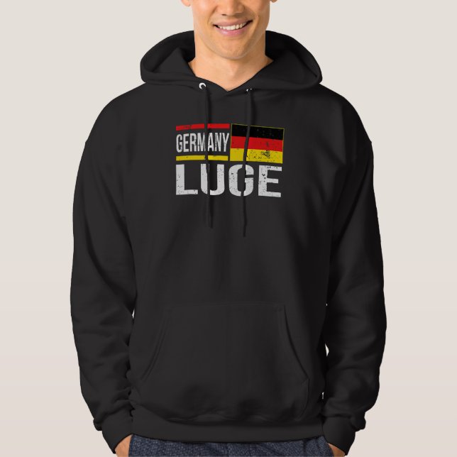 Deutschland Luge Flag Schlitten Racing Extreme Win Hoodie (Vorderseite)