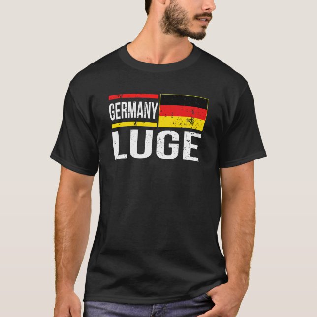 Deutschland Luge Flag Schlitten Racing Extreme Win T-Shirt (Vorderseite)