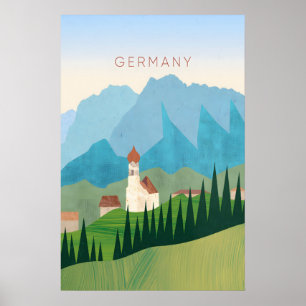 Deutschland Minimal Reiseplakat Poster
