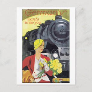 Deutschland möchte Sie sehen Vintage-Reiseposter Postkarte