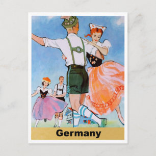 Deutschland, Paare tanzen Polka in Volkstrachten Postkarte