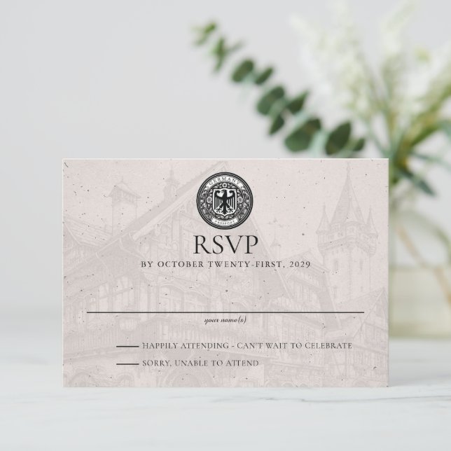 Deutschland Passport Wedding RSVP Karte (Stehend Vorderseite)