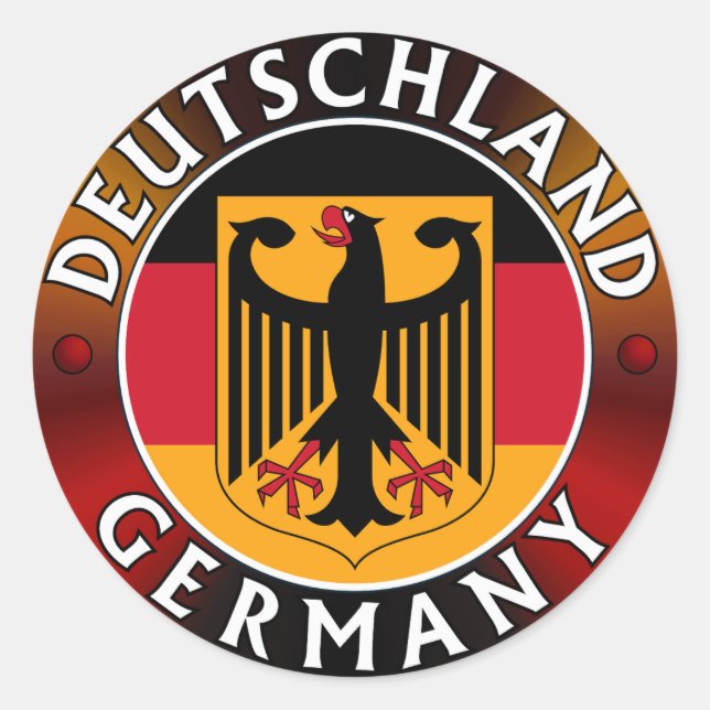 Deutschland Plaque, Deutsche Flagge und Adler Runder Aufkleber (Vorderseite)
