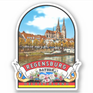 Deutschland Regensburg Vintage souvenir Aufkleber