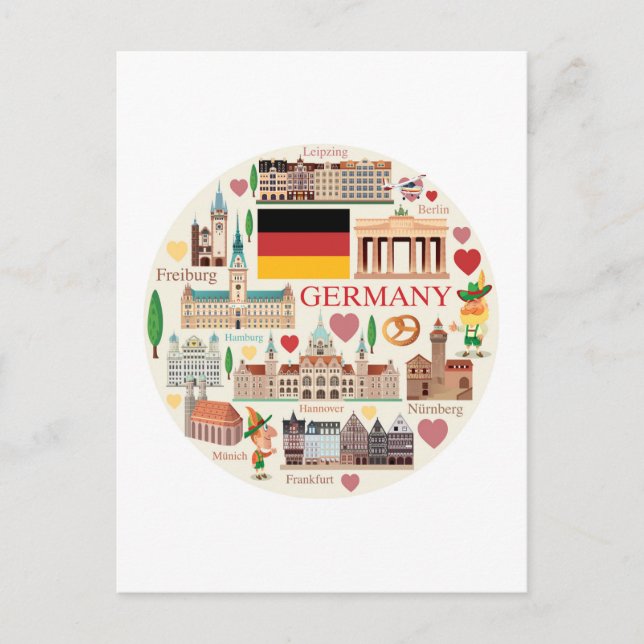 Deutschland-Reise-Ikonen Postkarte (Vorderseite)